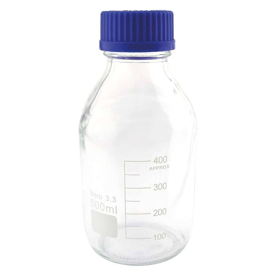 Teqler 500ml Borosilicate Glass Reagent Bottle photographed against a plain background.