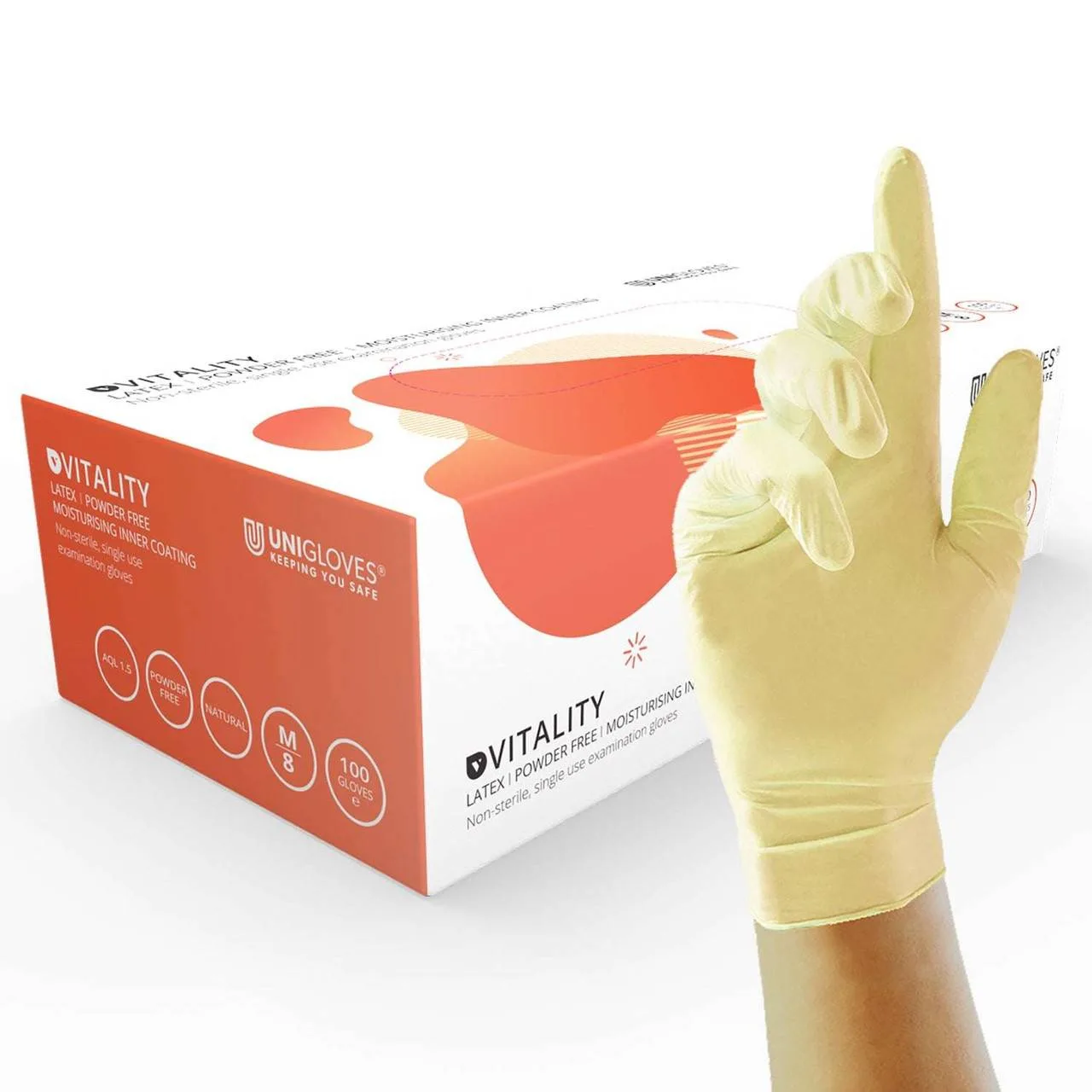 Unigloves Nitrile Examination Gloves photographed against a plain background.