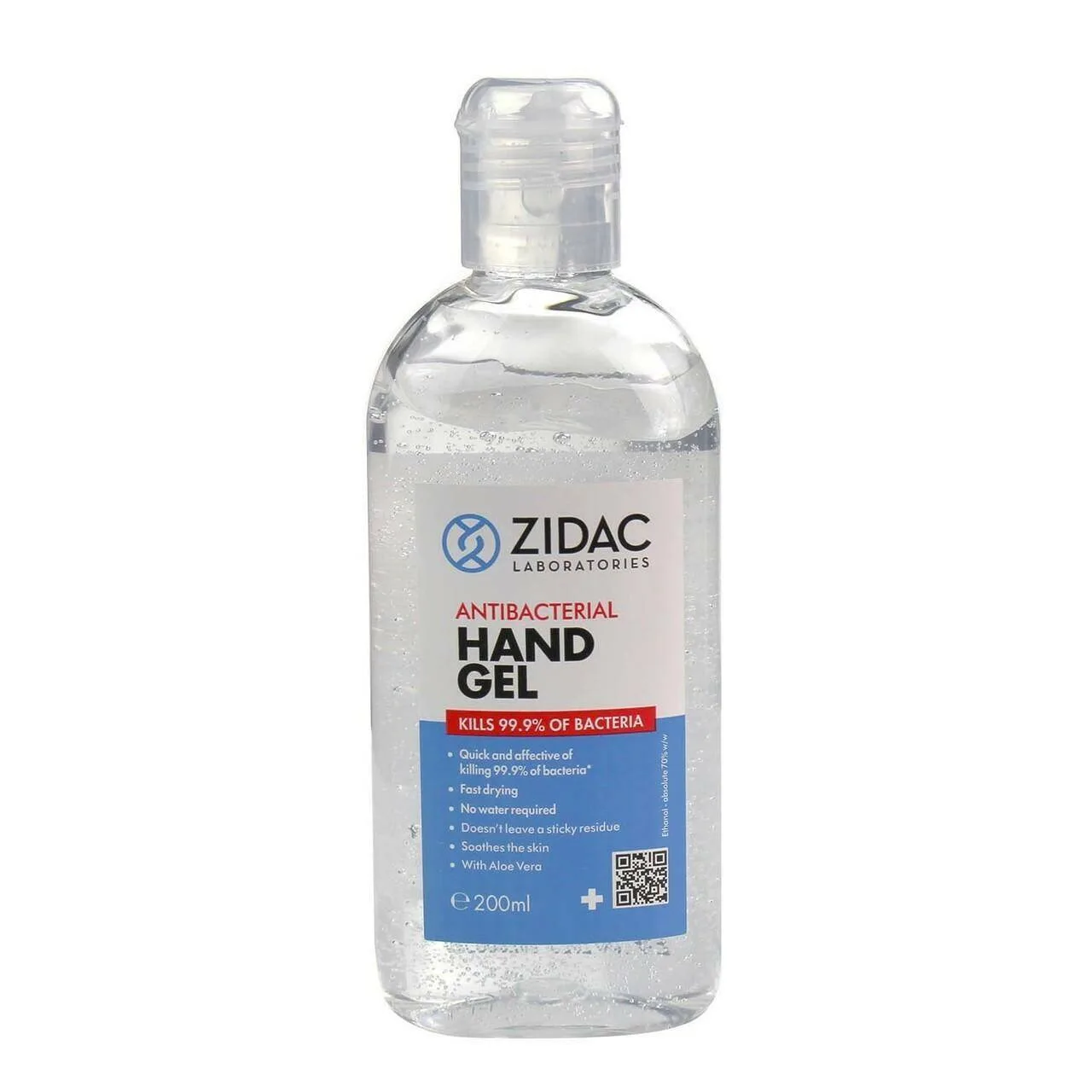 Zidac Antibacterial Hand Gel 200 ml photographed against a plain background.