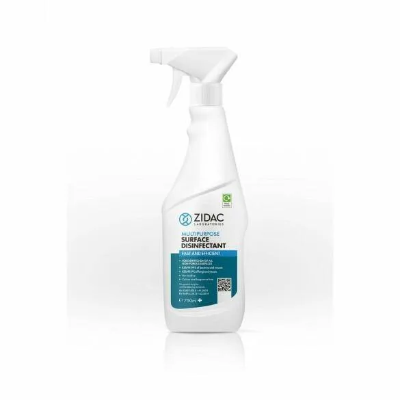 Zidac Multipurpose Surface Disinfectant Spray - 750ml photographed against a plain background.