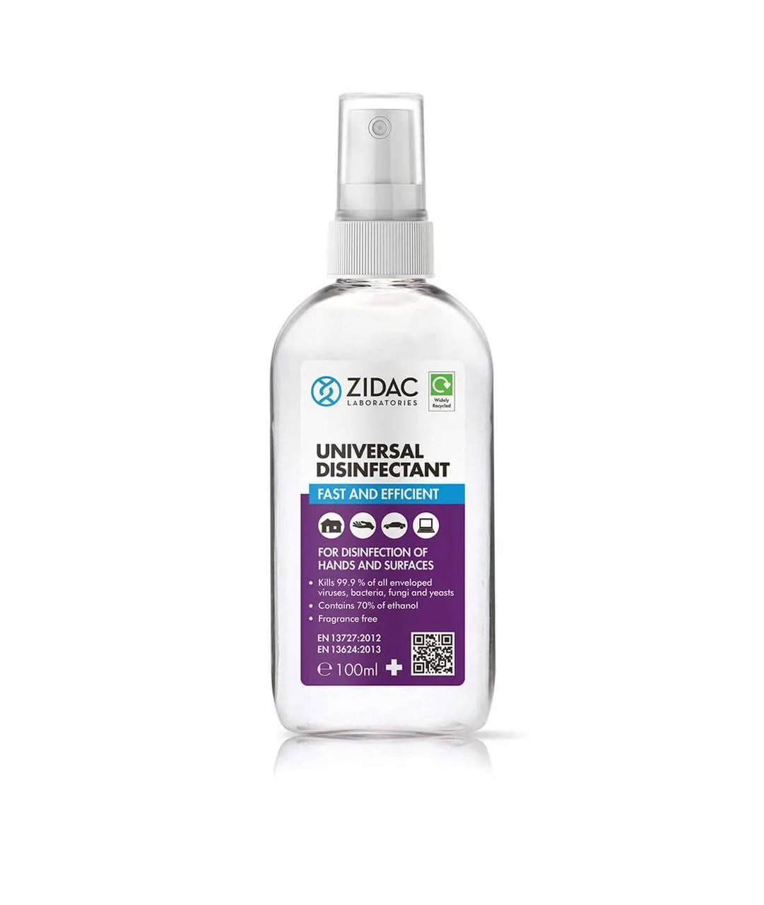 Zidac Universal Disinfectant 100ml photographed against a plain background.